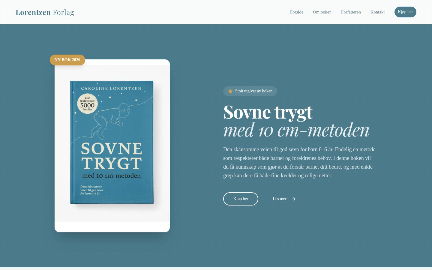 Forsiden til Lorentzen Forlag med boken Sovne trygt